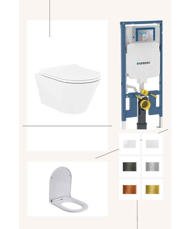 Complete toiletset met toiletbril en keuze uit 6 DutchLine drukplaten