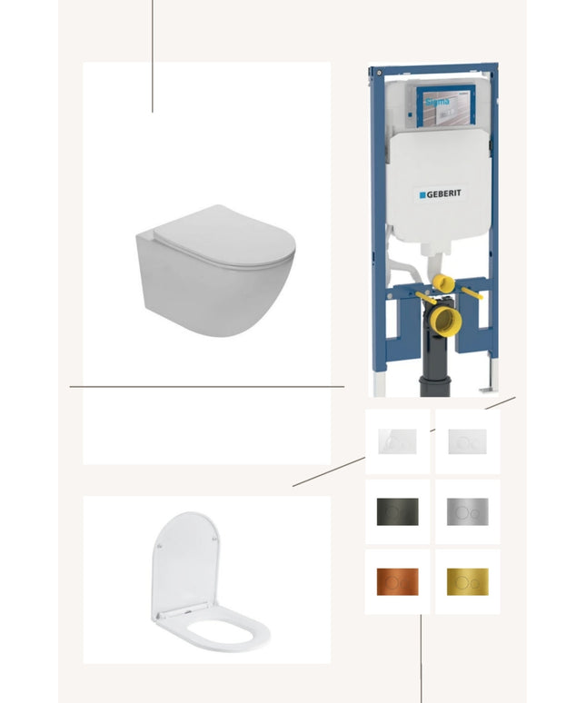 Complete toiletset met toiletbril en keuze uit 6 DutchLine drukplaten