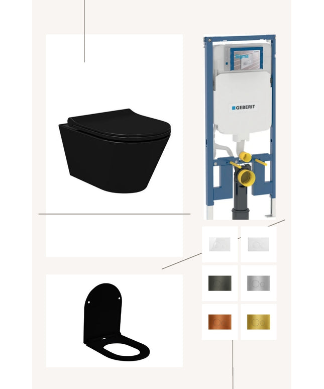 Complete toiletset met toiletbril en keuze uit 6 DutchLine drukplaten