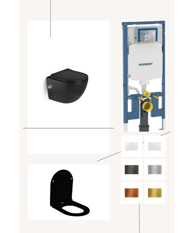Complete toiletset met toiletbril en keuze uit 6 DutchLine drukplaten