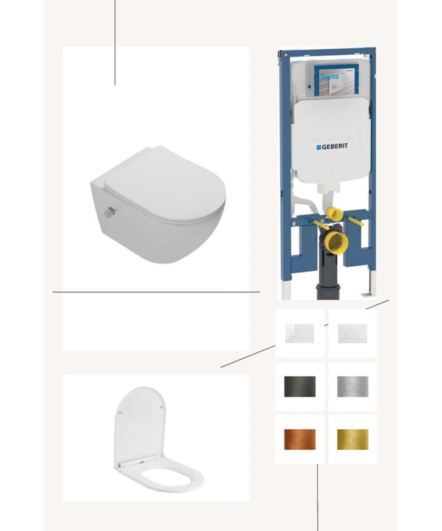Complete toiletset met toiletbril en keuze uit 6 DutchLine drukplaten