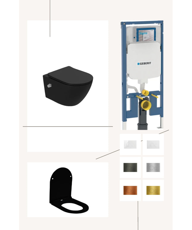 Complete toiletset met toiletbril en keuze uit 6 DutchLine drukplaten