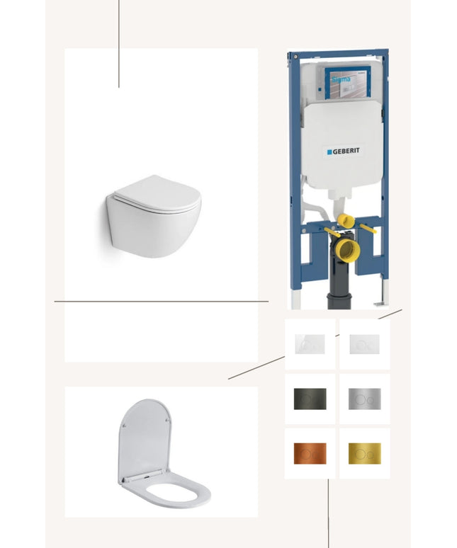 Complete toiletset met toiletbril en keuze uit 6 DutchLine drukplaten