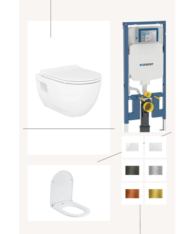 Complete toiletset met toiletbril en keuze uit 6 DutchLine drukplaten