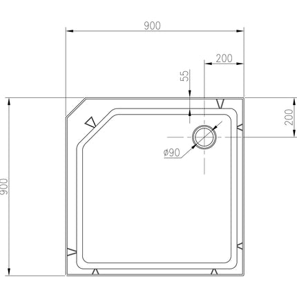 Xellanz Thermo douchecabine 90 x 90 x 228 cm aluminium - technische tekening 1 | Schwertz & Co