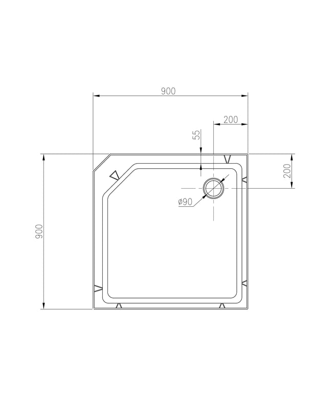 Xellanz Thermo douchecabine 90 x 90 x 228 cm aluminium - technische tekening 1 | Schwertz & Co
