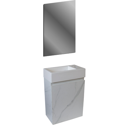 Aloni Mkado toiletmeubelonderkast – 40x50x22,3 cm – wit marmer – deur rechts