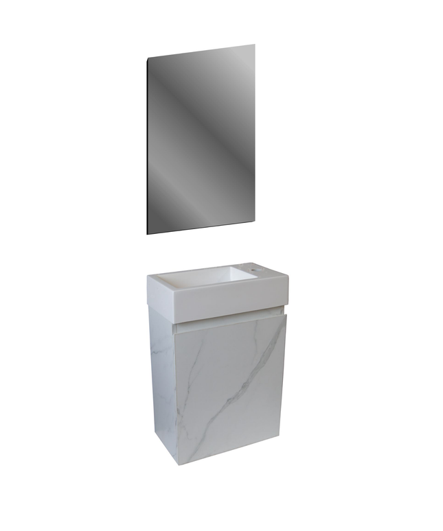 Aloni Mkado toiletmeubelonderkast – 40x50x22,3 cm – wit marmer – deur rechts