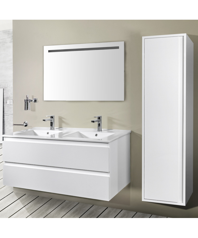 Aloni Sally High Bathroom Cabinet - 35x135x35 cm - White High Gloss - Softclose