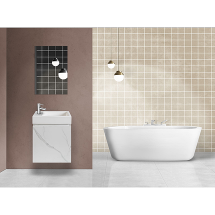 Aloni Mkado toiletmeubelonderkast – 40x50x22,3 cm – wit marmer – deur rechts