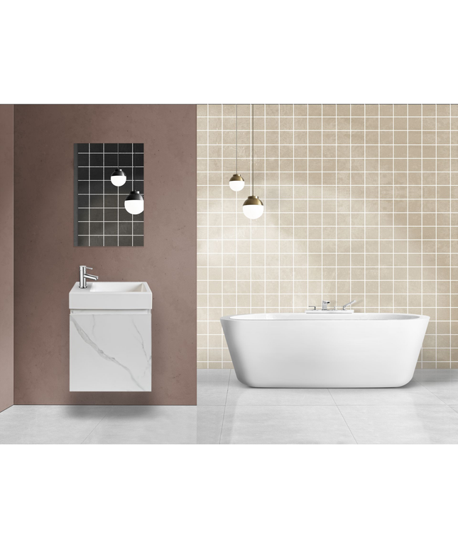 Aloni Mkado toiletmeubelonderkast – 40x50x22,3 cm – wit marmer – deur rechts