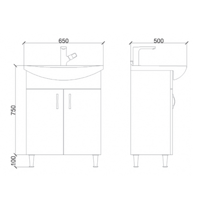 ALONI Aleco Wastafel – 65 cm – Wit