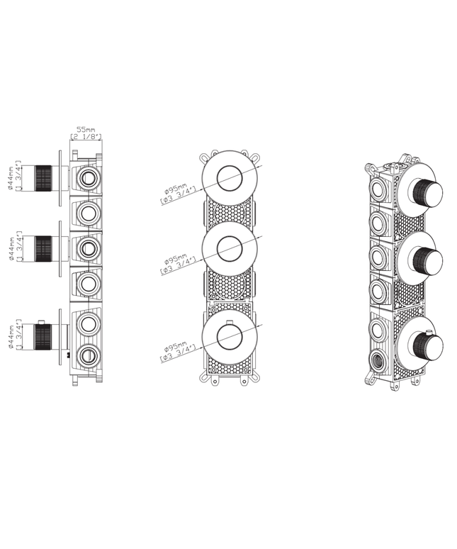 ALONI Stria inbouwbox voor douchemengkraan – 2-weg – thermostatisch – inbouw