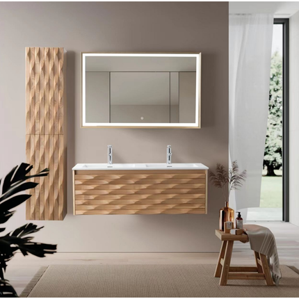 Wonda Square Slim Wastafel – Dubbel – Kunstmarmer – 120x1,6x52,5 cm – Mat Wit