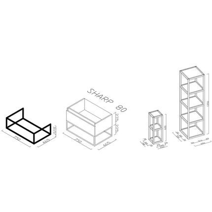 ALONI SHARP wastafelonderkast – 80 cm – Mat zwart
