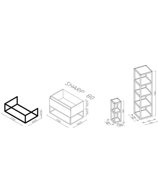 ALONI SHARP wastafelonderkast – 80 cm – Mat zwart