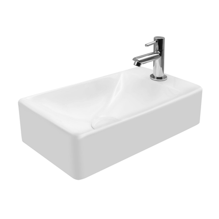 ALONI Wastafel met Kraangat Rechts – 37,5x22x10 cm – Wit