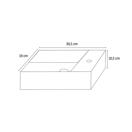 ALONI Wastafel met Kraangat Rechts – 30,5x19x10,5 cm – Wit