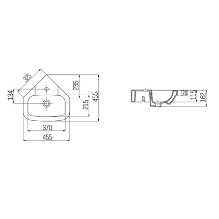 CREAVIT Hoekfontein – 45x45 cm – Wit