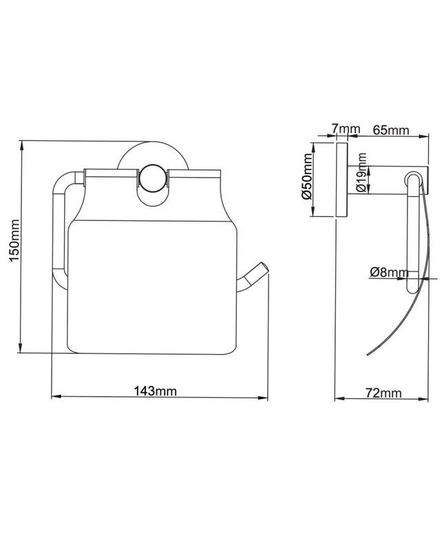 Aloni toiletrolhouder met klep – chroom