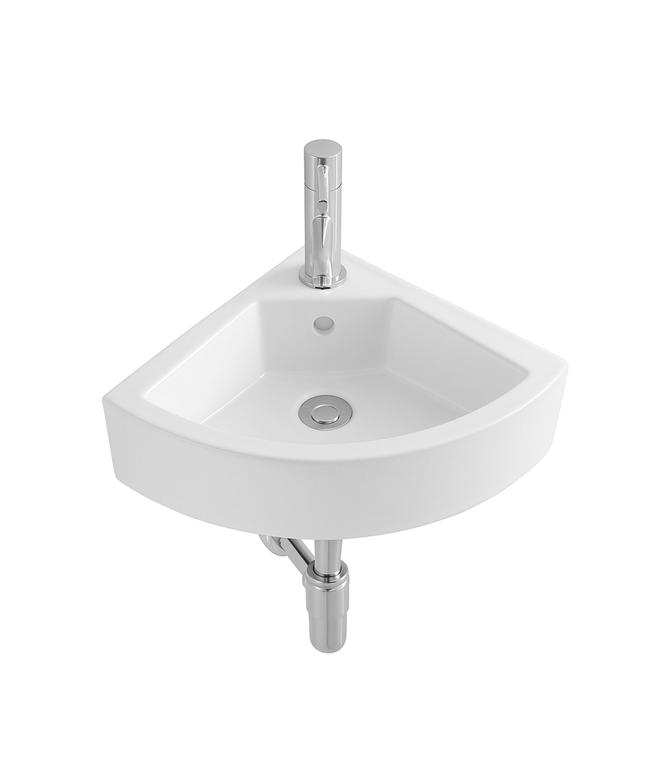 ALONI Zareo Hoekfontein – 32,5x32,5x13 cm – Keramiek – Glanzend Wit