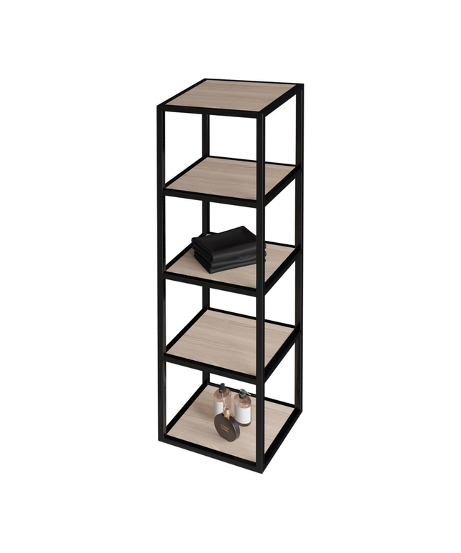 Aloni Sharp High Bathroom Cabinet - 35x135x35 cm - Hazelnut - Softclose