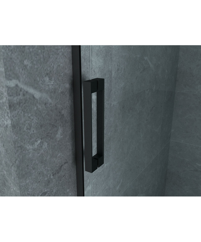 ALONI Douchecabine met Schuifdeur en Zijwand – 90x160x195 cm – Mat Zwart – Helder Glas – 8 mm Veiligheidsglas – Omkeerbaar