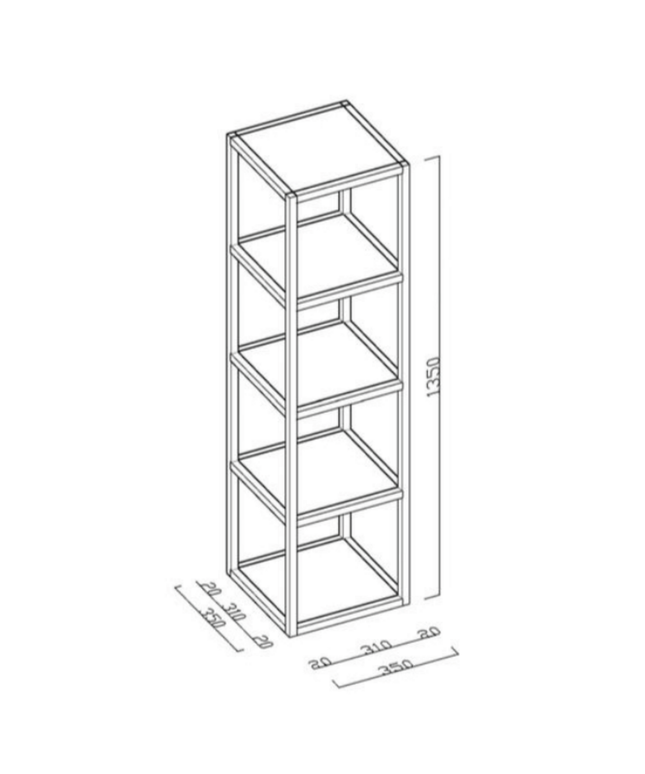 Aloni Sharp High Bathroom Cabinet - 35x135x35 cm - Hazelnut - Softclose