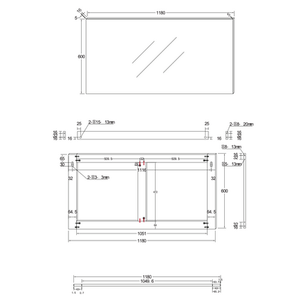 ALONI HAYAT spiegel – 118x60 cm – Glanzend wit