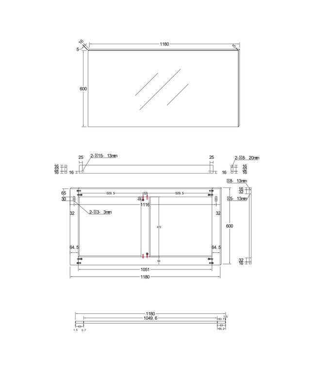 ALONI HAYAT spiegel – 118x60 cm – Glanzend wit