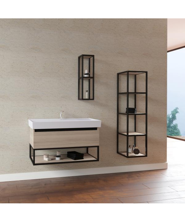 Aloni Sharp column cabinet - 35x135x35 cm - hazelnut - stylish and practical