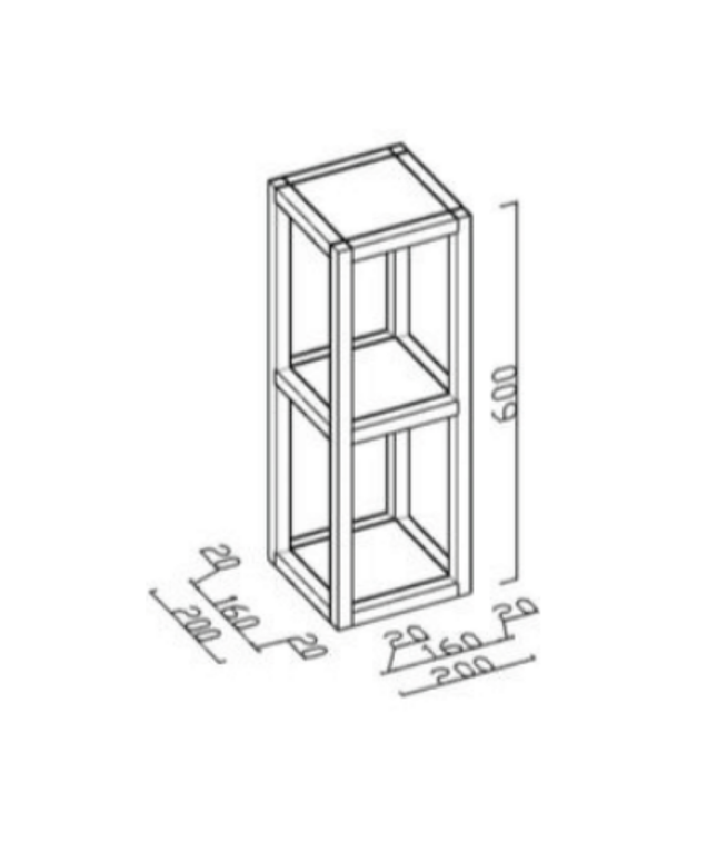 Aloni Sharp column cabinet - 20x60x20 cm - Hazelnut - Compact and stylish