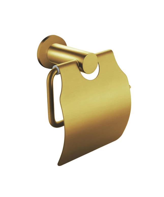 Aloni toiletrolhouder met klep – geborsteld goud