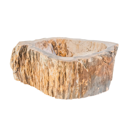 ALONI Waskom Fossiel Hout – 30-35x15 cm – Natuursteen