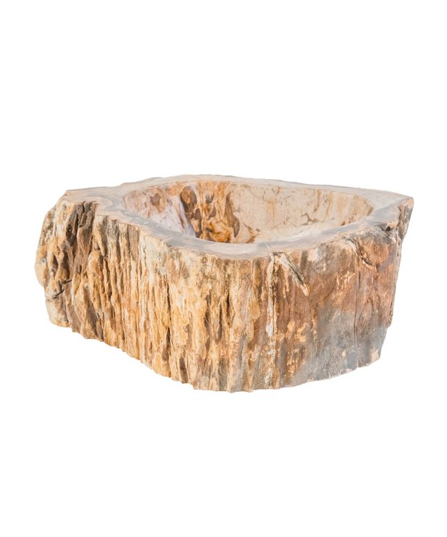 ALONI Waskom Fossiel Hout – 30-35x15 cm – Natuursteen