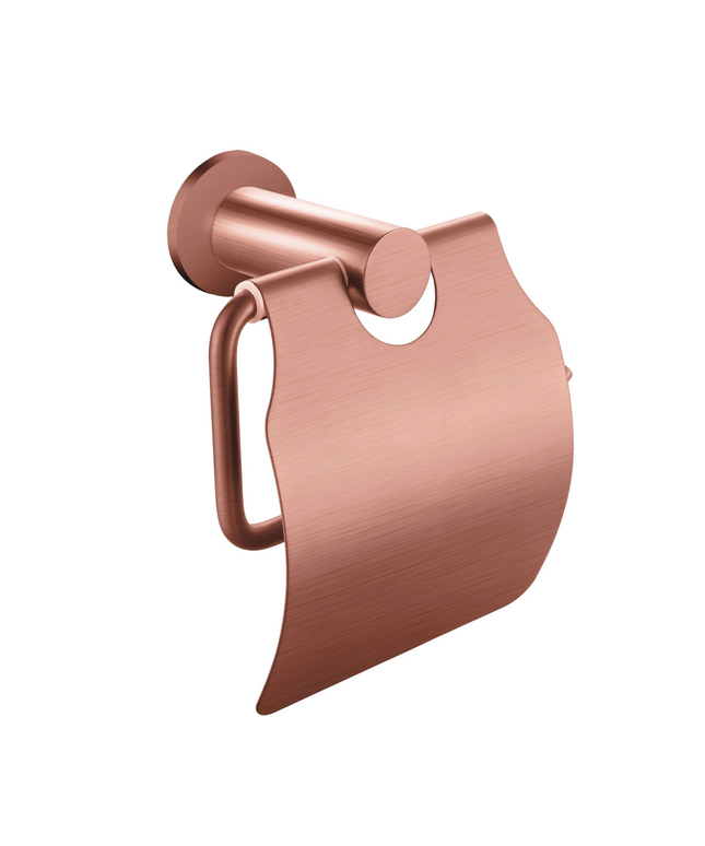 Aloni toiletrolhouder met klep – geborsteld koper