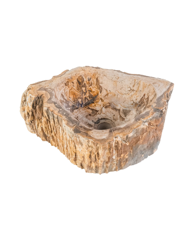 ALONI Waskom Fossiel Hout – 30-35x15 cm – Natuursteen