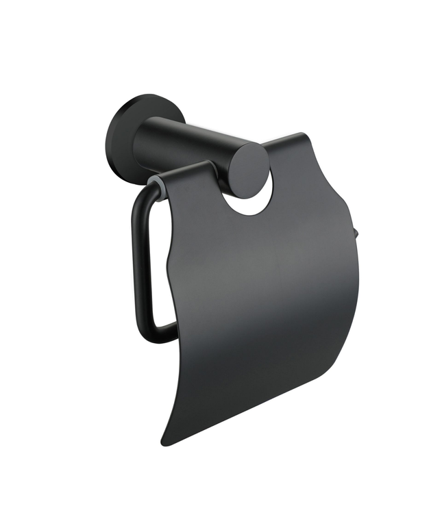 Aloni toiletrolhouder met klep – mat zwart