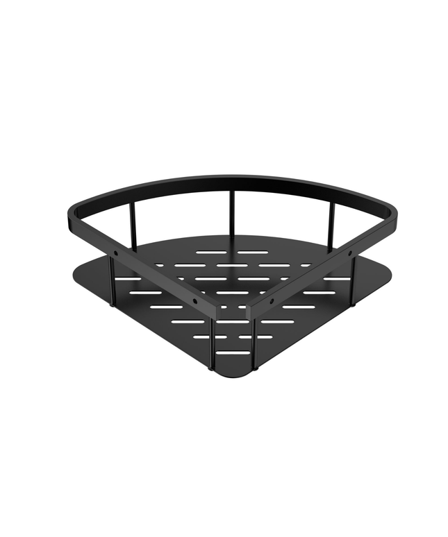 Aloni Uniforma doucherek – hoekmodel – 22x7x22 cm – mat zwart (PVD) – roestvrij staal