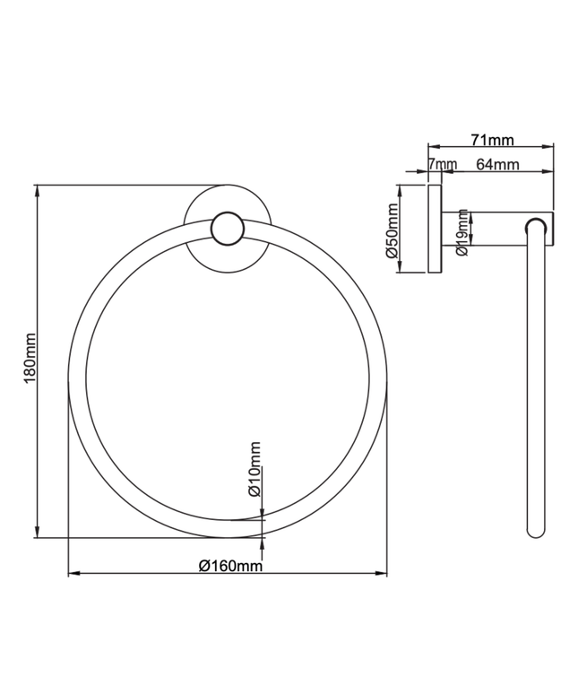 Aloni handdoekring 16 cm – geborsteld goud
