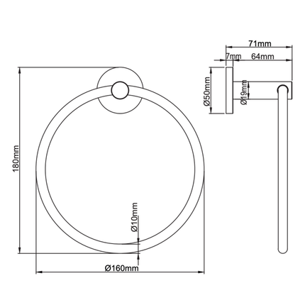 Aloni handdoekring 16 cm – geborsteld koper