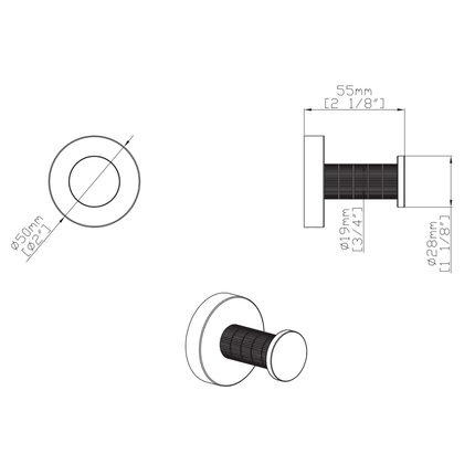 Aloni Stria haak – gunmetal (PVD)