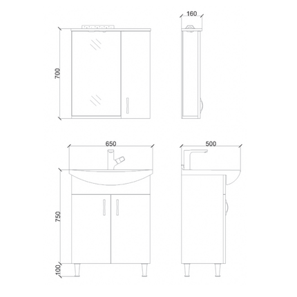 ALONI ALECO spiegelkast – 65 cm – Met verlichting