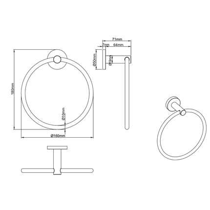 Aloni handdoekring 16 cm – chroom
