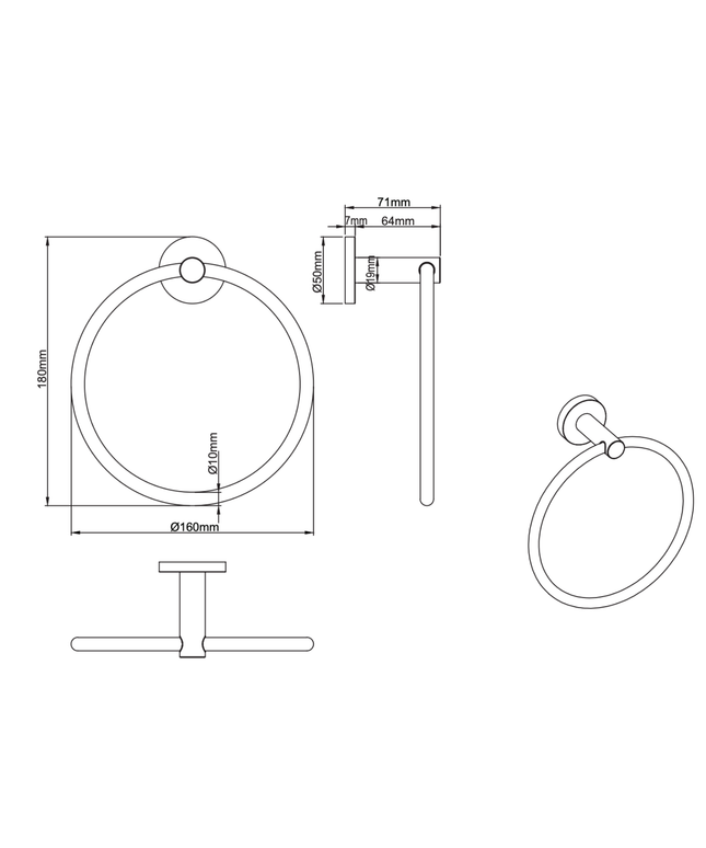 Aloni handdoekring 16 cm – chroom