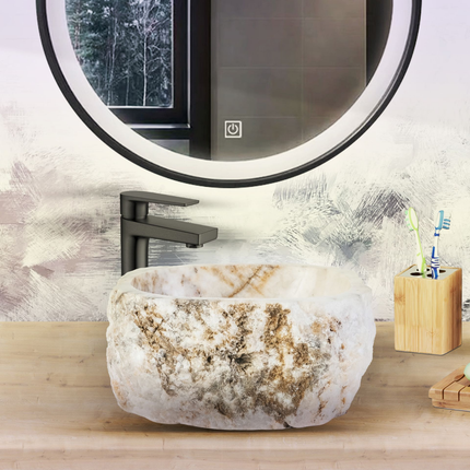 Waskom Natural Sunset Onyx – 30-35x15 cm – Natuursteen