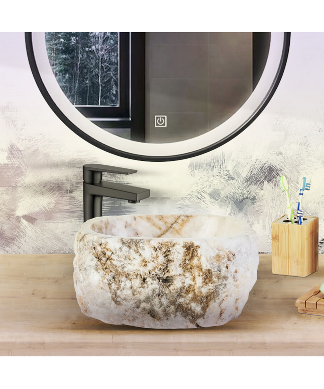 Waskom Natural Sunset Onyx – 30-35x15 cm – Natuursteen