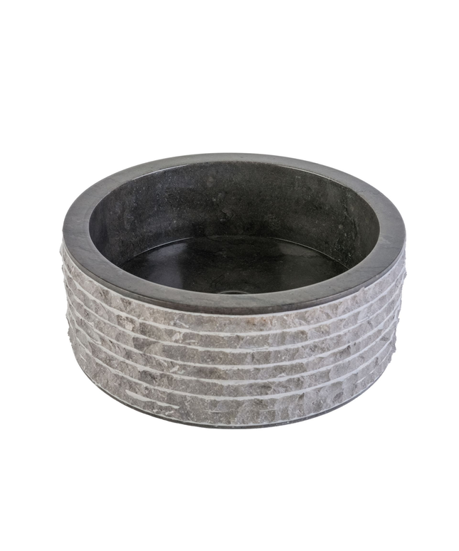 Marmeren Alur Waskom – Gepolijste Binnenzijde – 40x15 cm – Zwart