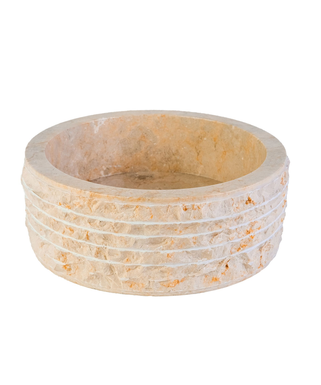 Marmeren Alur Waskom – Gepolijste Binnenzijde – 30-35x15 cm – Crème