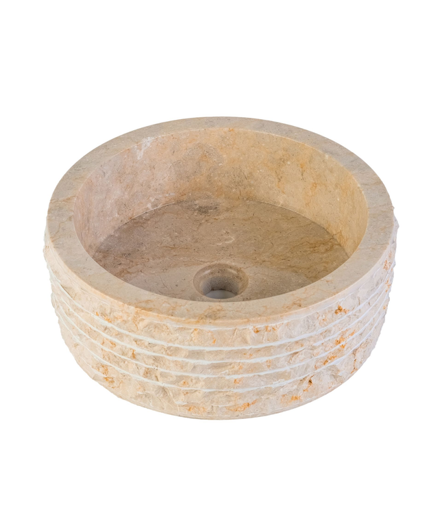 Marmeren Alur Waskom – Gepolijste Binnenzijde – 30-35x15 cm – Crème